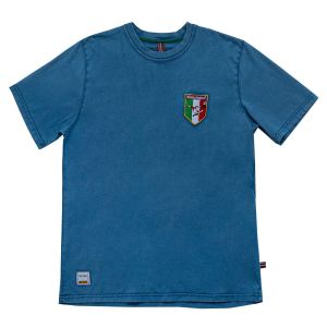 T-shirt Tematico x Panini avec écusson drapeau italien - taille XL, couleur : bleu de travail