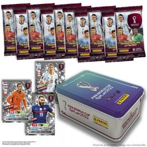 FIFA World Cup Qatar 2022™ Adrenalyn XL - Boîte en métal bleue de 10 pochettes + 3 cartes en Édition Limitée
