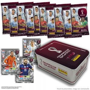 FIFA World Cup Qatar 2022™ Adrenalyn XL - Boîte en métal Violette de 10 pochettes + 3 cartes en Édition Limitée